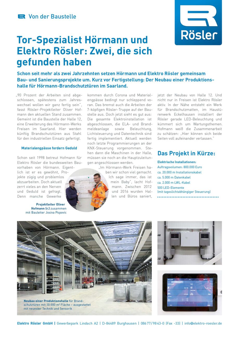Tor-Spezialist Hörmann und Elektro Rösler
