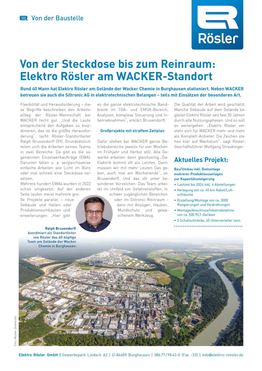 Elektro Rösler am Wacker-Standort