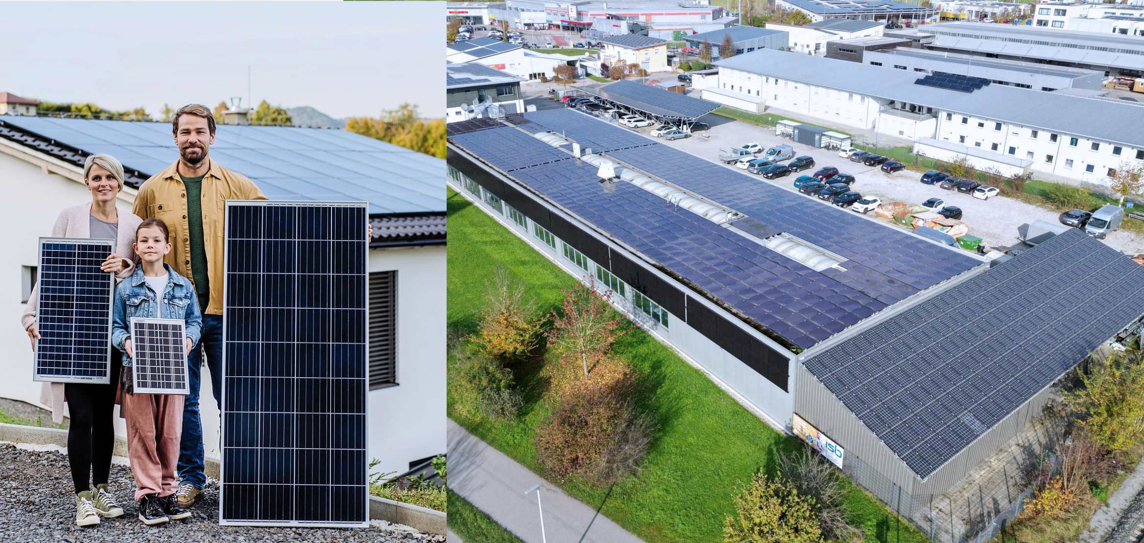 Solaranlage und Familie